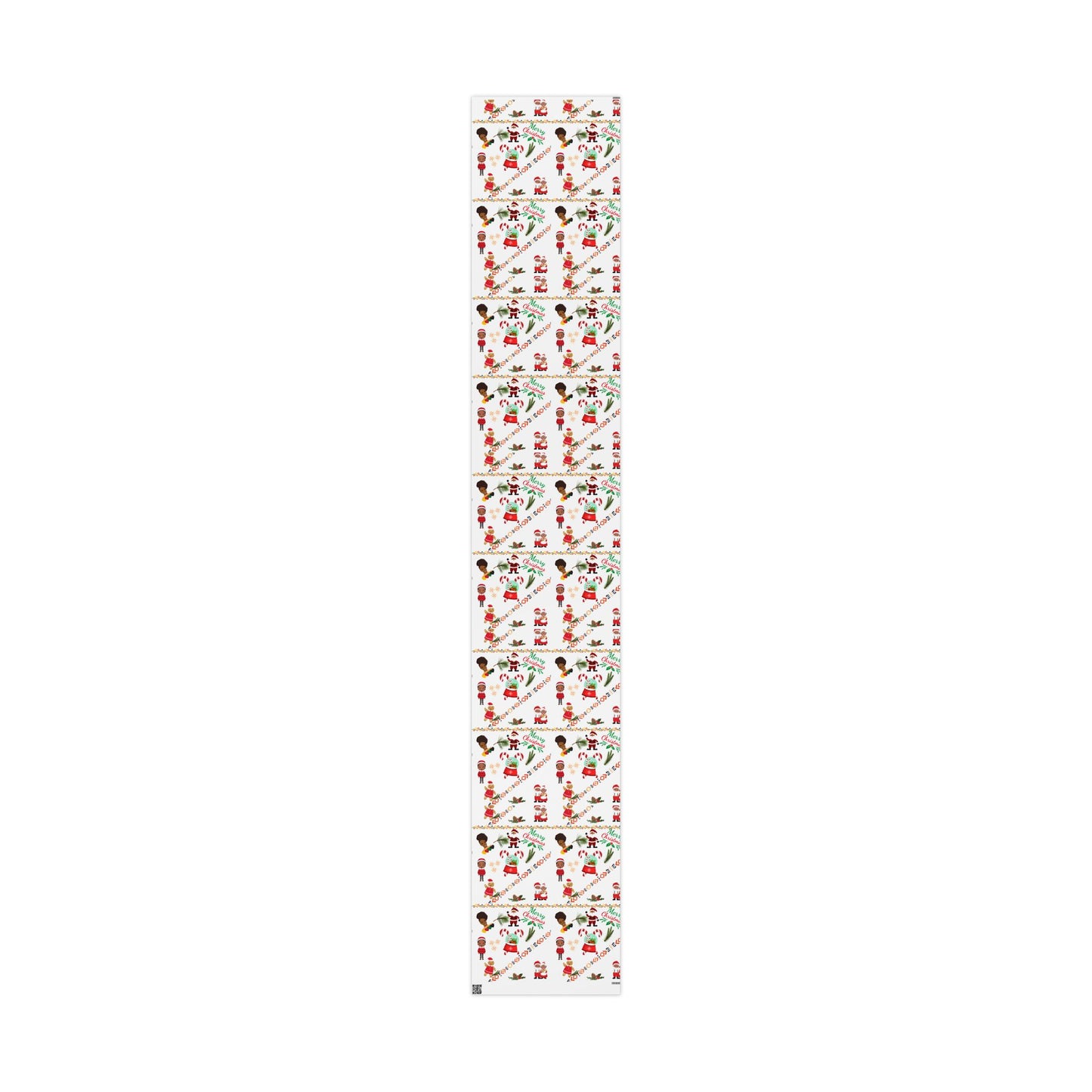 Afrocentric Merry Christmas Wrapping Paper - White