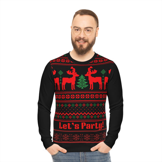 "Let's Party" Ugly Christmas Sweater - Lightweight