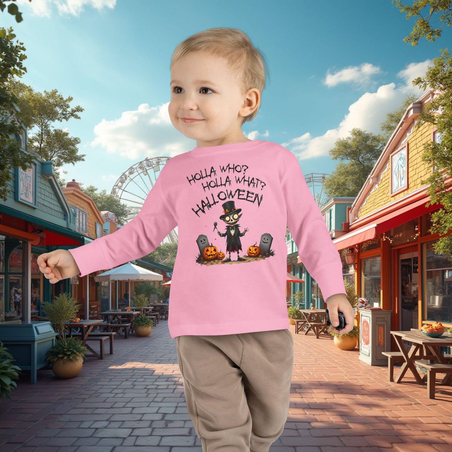 Toddler's "Holla Who, Holla What, Halloween" Long Sleeve T-shirt