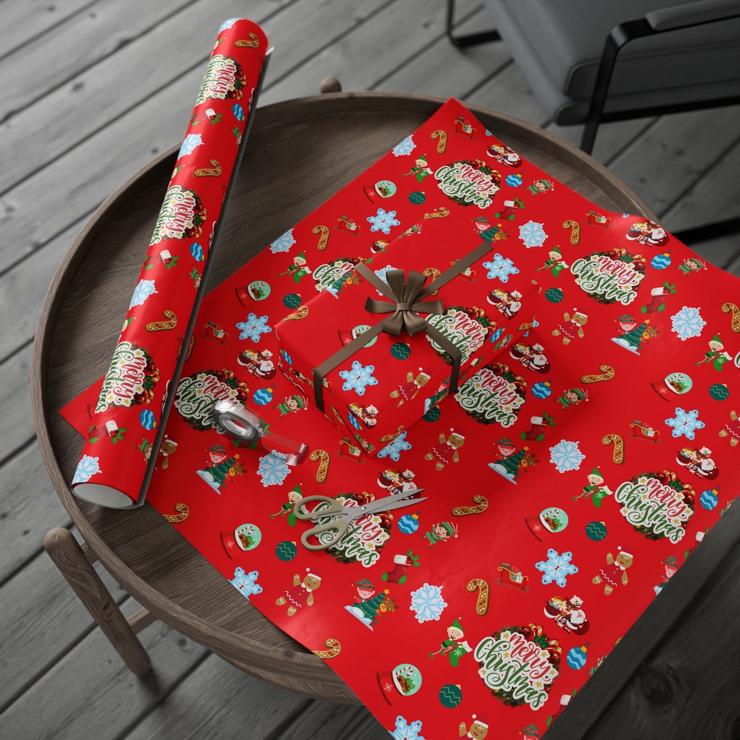 Traditional Red Merry Christmas Wrapping Paper