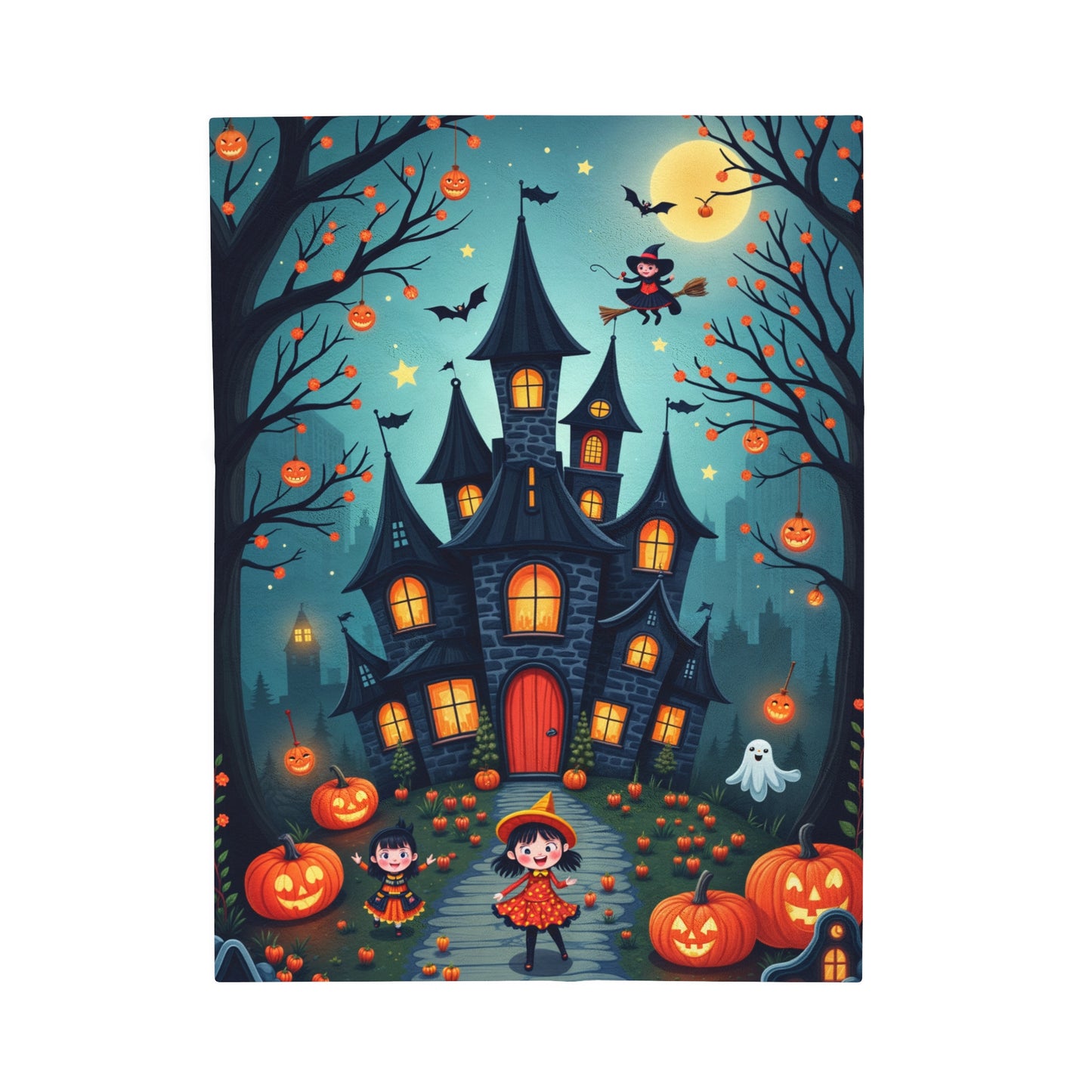 The Eve Before Halloween - Velveteen Plush Blanket