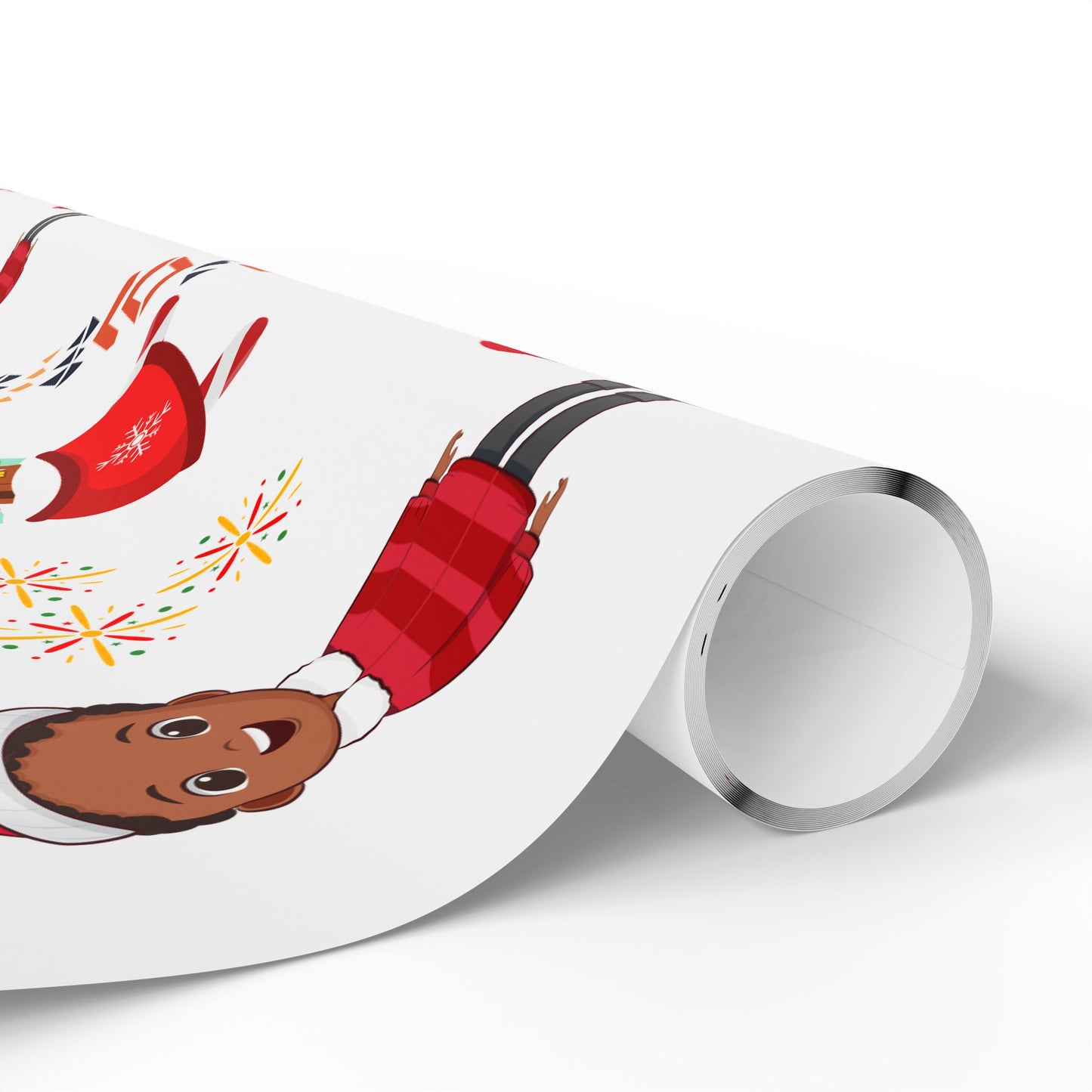 Afrocentric Merry Christmas Wrapping Paper - White