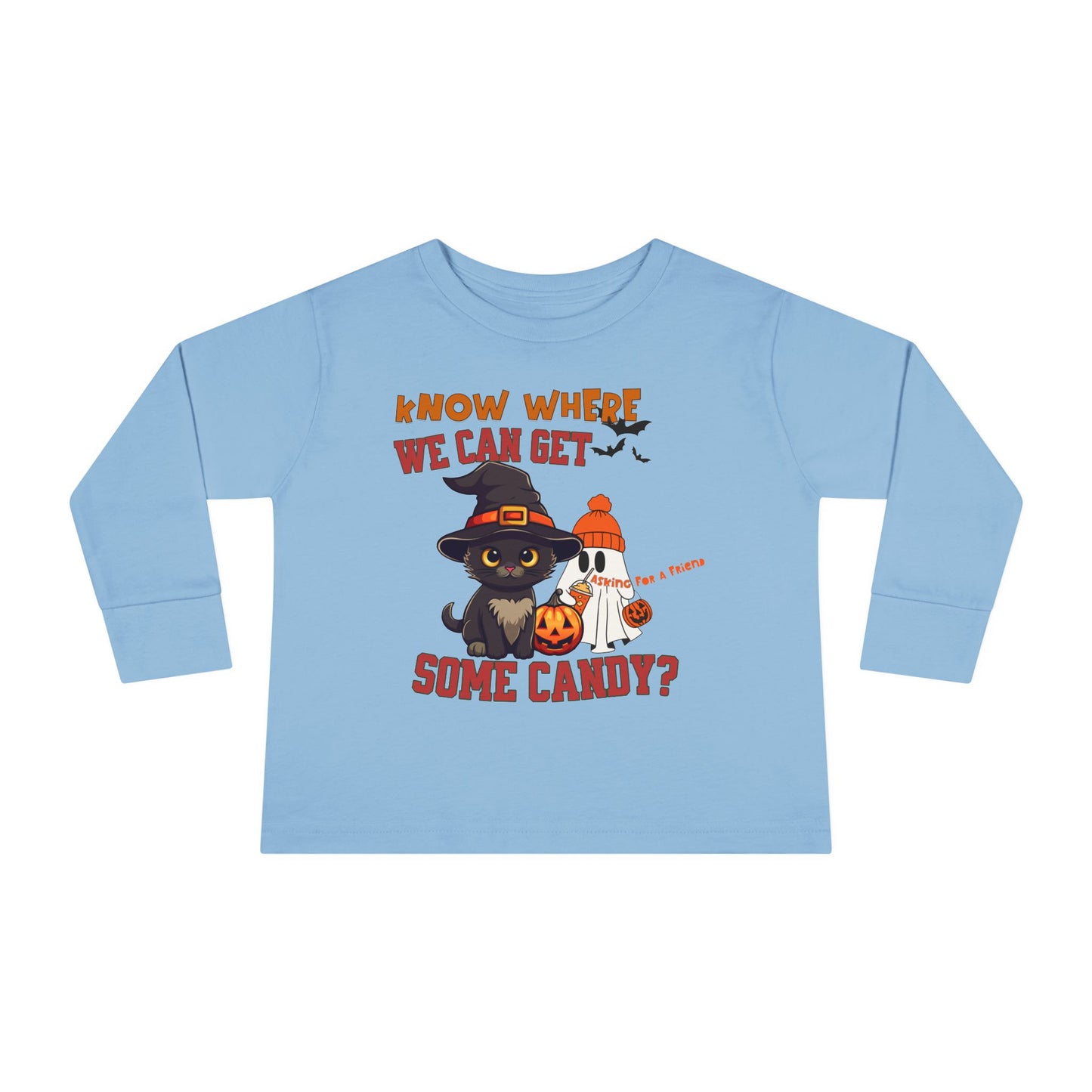 Toddler's Halloween Long Sleeve T-shirt "Know Where I Can Get Some Candy"