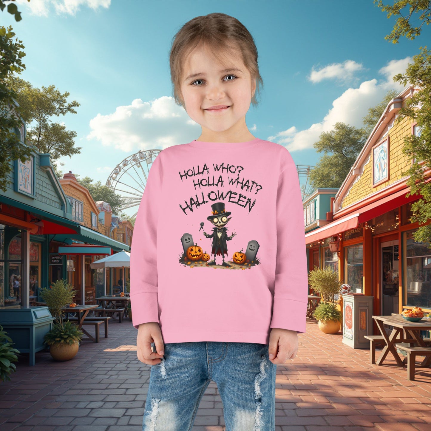 Toddler's "Holla Who, Holla What, Halloween" Long Sleeve T-shirt