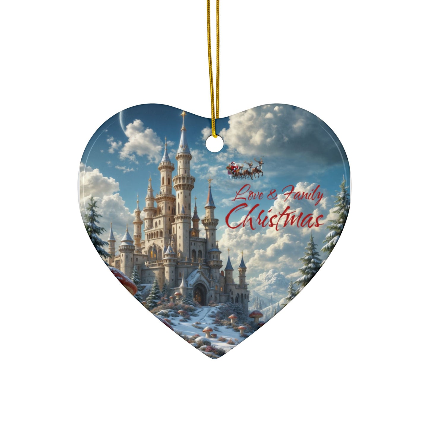 Love & Family Christmas Ornaments - Ceramic, 2-Side Print, (1pc, 3pcs, 5pcs, 10pcs)