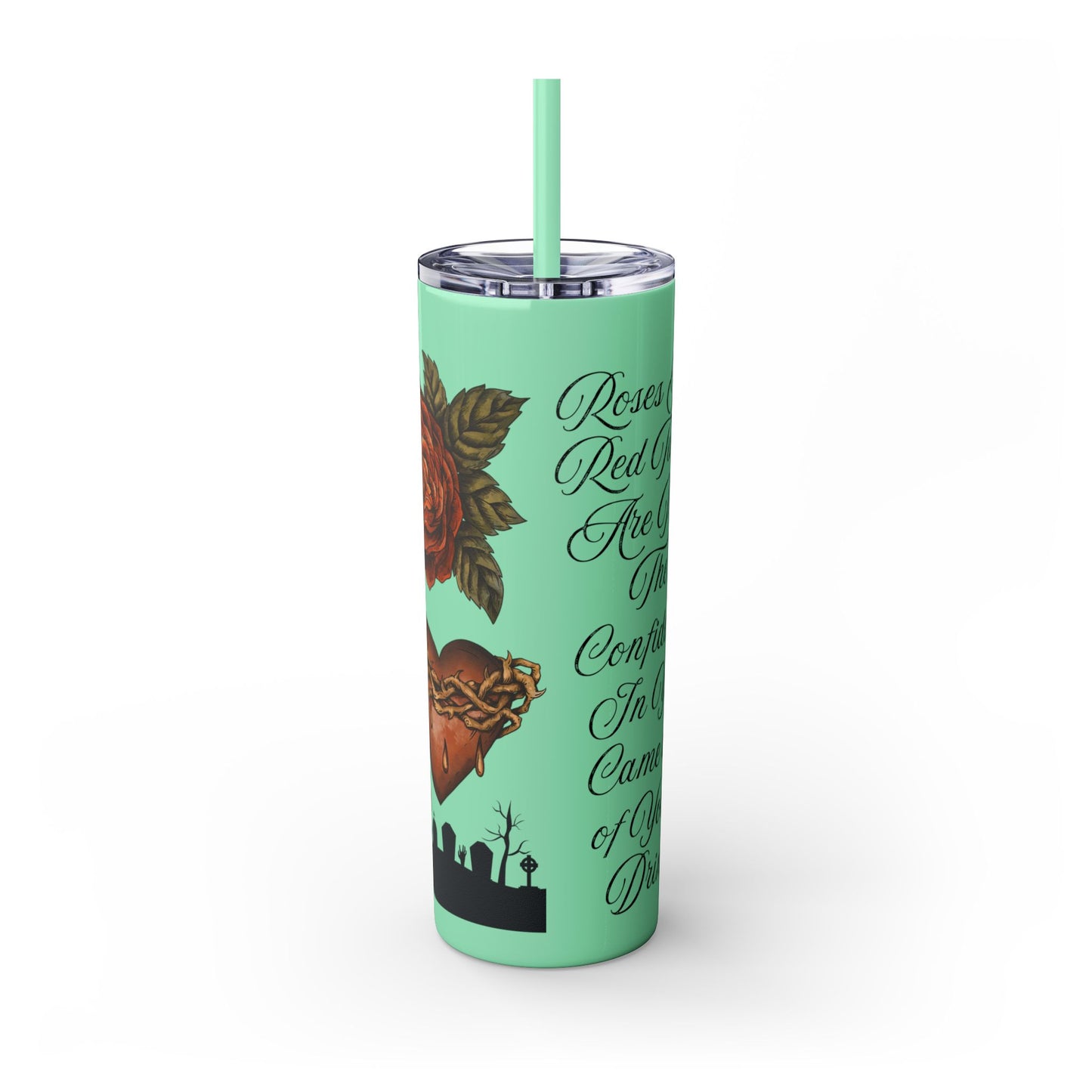 "Something Wicked This Way Comes" Skinny Tumbler with Straw, 20oz