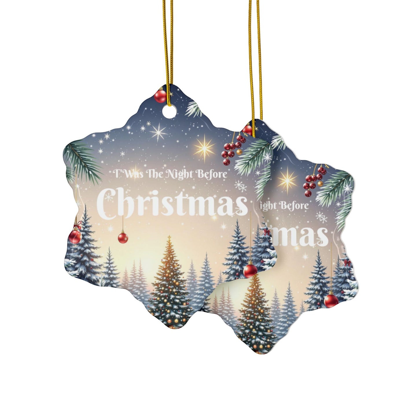 T'was The Night Before Christmas Ornaments - Ceramic, 2-Side Print, (1pc, 3pcs, 5pcs, 10pcs)