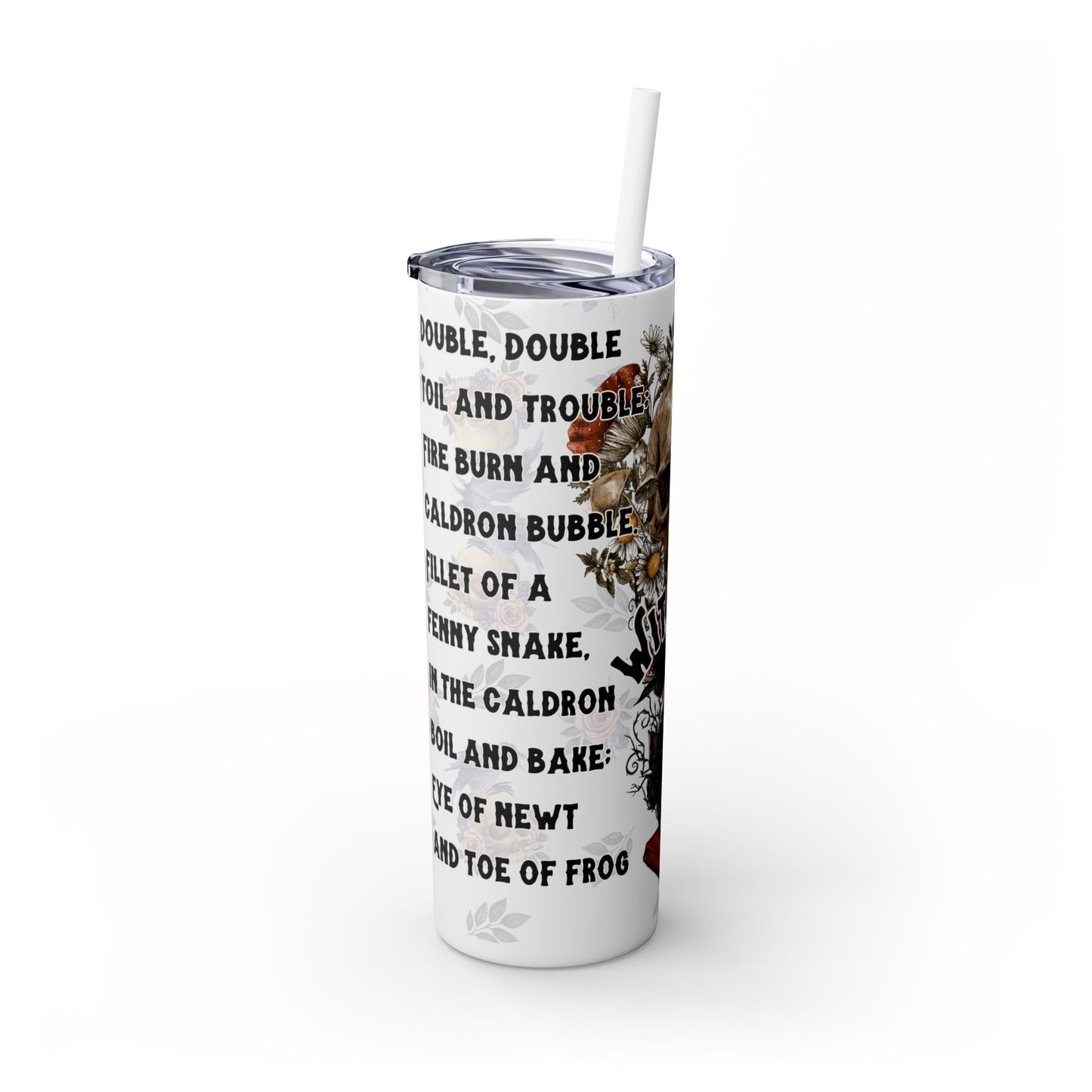 "Witches Spell" Skinny Tumbler with Straw, 20oz