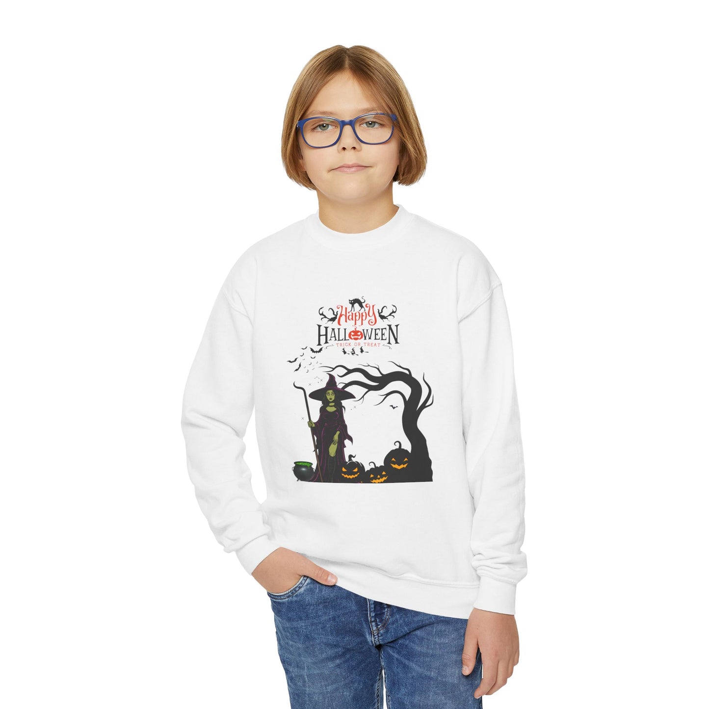 Happy Halloween Youth Crewneck Sweatshirt